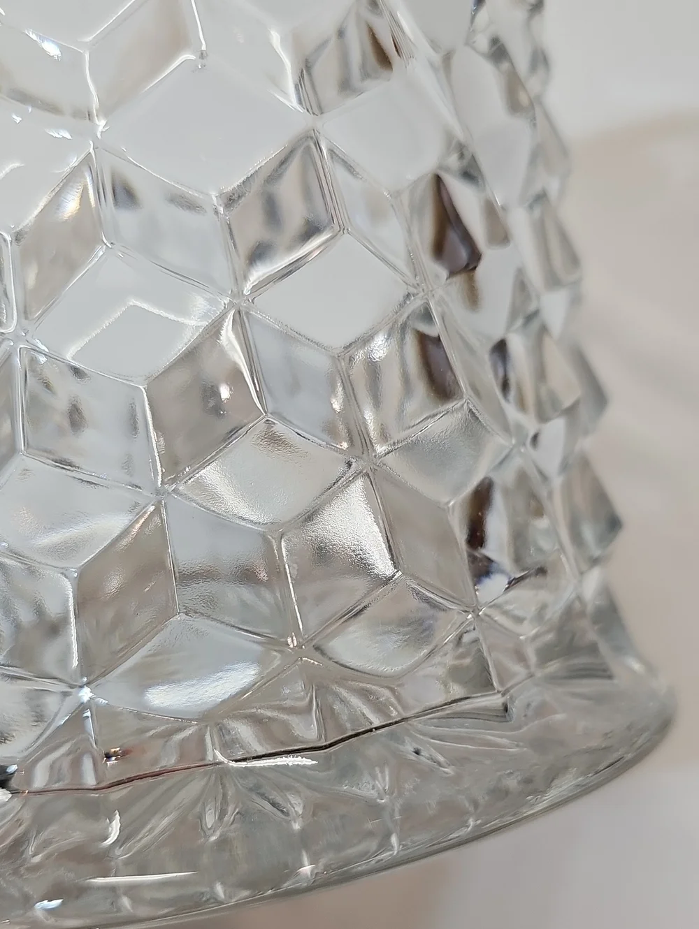 Vintage Fostoria American Clear Cube Motif Pressed Glass Cookie Jar & Lid